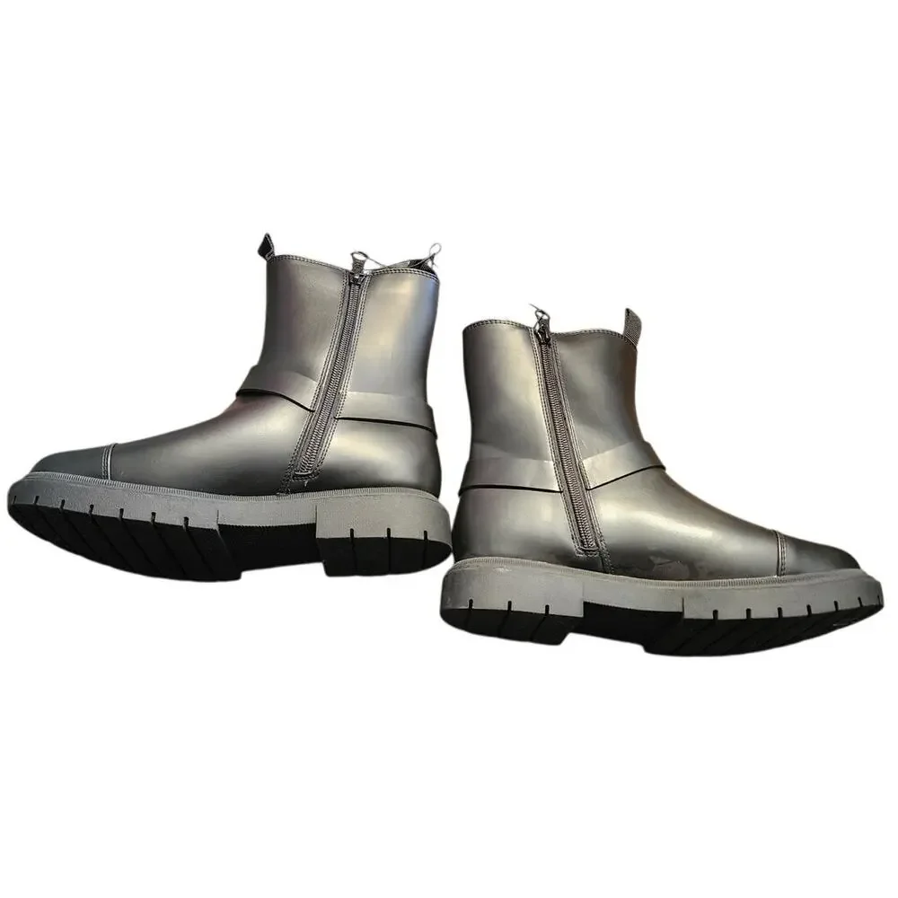 Art Class Black Side Zip Combat Moto Boots Size 5 NWT